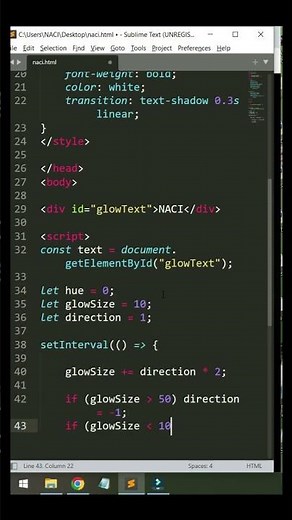 Glowing NACI Text Animation with Color Changing Neon Effect | HTML CSS JavaScript