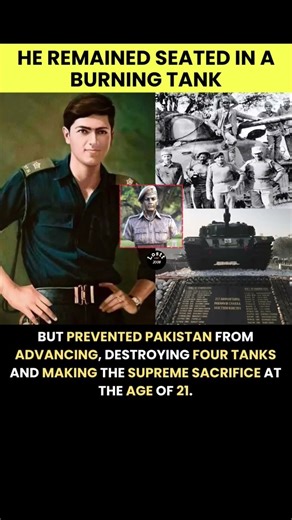 HE REMAINED SEATED IN A BURNING TANK