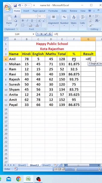 Use of Result Pass Fail Formula in MS Excel ! How to calculate the result pass fail in ms excel ?