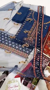 1.5K views · 36 reactions | Briadal Collection Hit Code New Arrival 殺 Beautiful Colour  Mashaallah Price:4,700/- Fixed With 250/-Delivery Charges Apply Fixed Rate For And Details please contact us at+923122354695 Fabric Details Shirt Net Dupatta Net Ready To wear Silk Trouser Shirt lenght 50+ Shirt width 36 2.5 Meter Dupatta 2.5 jamawar Trouser | Ever Best Collection | Facebook