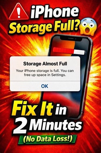 ⚠️ iPhone Storage Full? 😱 Fix It in 2 Minutes (No Data Loss!)
