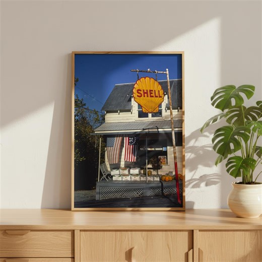 Vintage Gas Station Art Print | Retro Roadside Photography | Mid Century Americana Wall Decor | Nostalgic Rural Store Poster - Etsy
