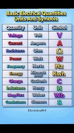 Electrical quantity and their units,#electrical,#units,#electricalengineering⚡⚡