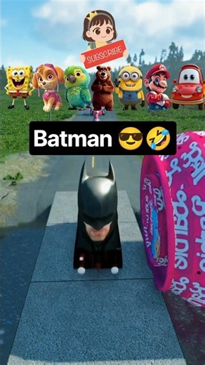 Sponge bob & Sque game & Jumbo Josh & Batman & Barbie & Mario VS Barbie gril Bollard In Beamng,drive