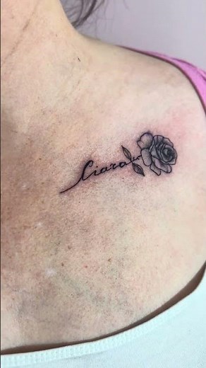 Fine Line Rose Tattoo with Name Lettering #matbon #tattoo #arttattoos #tattooideas #inked