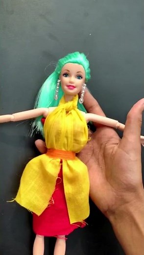 DIY barbe doll dress making easy no sew no glue | ATTITUDE DOLL QUEEN