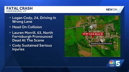 Man facing charges after a fatal head-on collision in Hinesburg