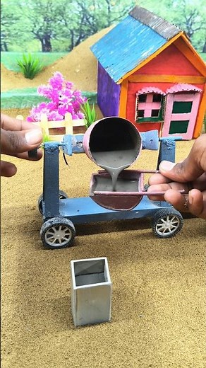 Mini construction machine | pillar making 😱 cement mixer #short #youtubeshorts
