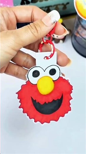 Making Elmo Character Keychain 🔴 #diy #craftideas #keychain
