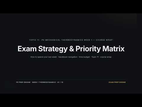 Exam Strategy & Priority Matrix — Week 1 Thermo Course | PE Mechanical TFS Wrap