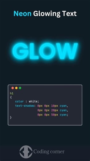 Neon Glowing Text using HTML CSS JavaScript #coding #viral #webdesign #shorts