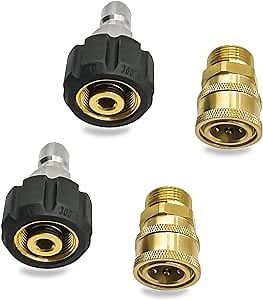 Pressure Washer Adapter Set, Pressure Washer Quick Connect Fittings M22 14mm to 3/8 Inch M22 14mm Metric Male Thread Quick Connector (A)