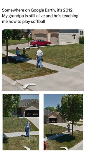 Katelynn Oxley couldn’t believe her eyes when she discovered a 2012 map image showing her late grandfather teaching her how to play softball, captured right outside her home. A moment of love, frozen in time, now part of her address forever. ❤️ ✨ UPLIFTING Credit: @dailyhappystories This post has been shared on this page to spread positivity and inspire others. We do not profit from this content, and it has been edited to align with our mission of uplifting our community.⁠ ⁠ If you are the right