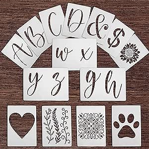 Cachi 6 Inch Large Letter Stencils for Painting On Wood, Canvas & More - 55 Reusable Calligraphy Alphabet Stencils, Numbers, Mandala Designs - Farmhouse and Welcome Signs, Holidays, Craft Projects