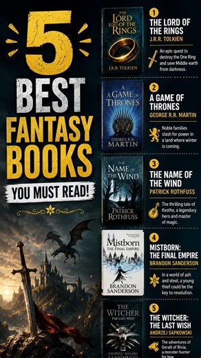 Top 5 Fantasy Books That Will Transport You to Another World 🌍⚔️ #booktok #books #youtubeshorts