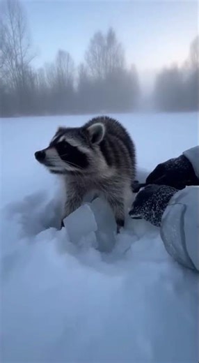 Frozen Alive: POV Raccoon Rescue in Thick Ice ❄️🦝