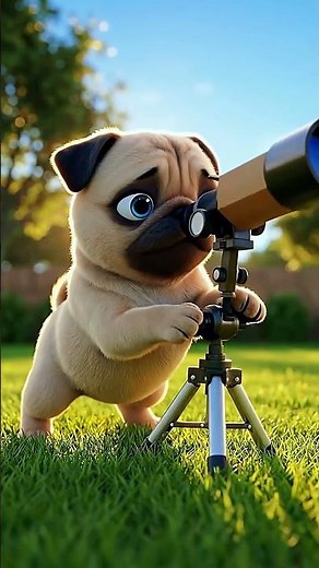 Pug Puppy Buys Telescope | Tripod Moon Map #shorts #pug