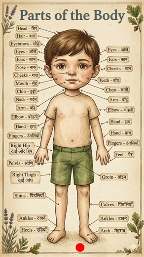 Human Body Parts Name in English & Hindi with Picture ||