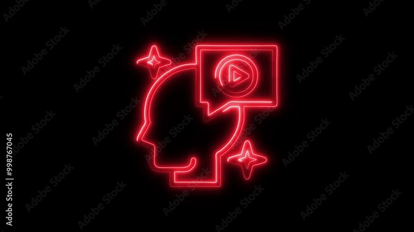 Film Director Outline Icon in HD Video Neon Animation – Cinematography and Leadership Symbol with Dynamic Glow on Black Background