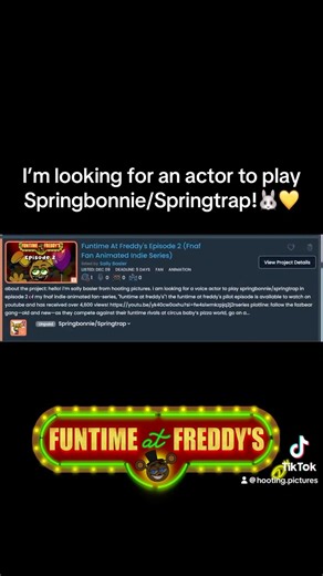 FUNTIME AT FREDDY'S EPISODE 2 CASTING CALL!! 🐰💛 #fnaf #funtimeatfreddys #castingcall #voiceacting