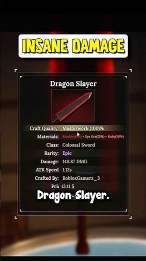 I CRAFTED DRAGON SLAYER IN THE FORGE ROBLOX