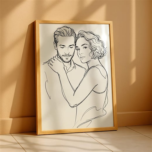 Custom Continuous Line Portrait From Photo Modern Couple Family Art - Etsy