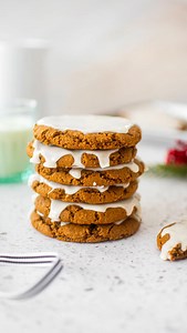 Soft, chewy, and perfectly spiced, these Eggless Pumpkin Gingerbread Cookies are the perfect way to use up leftover pumpkin while transitioning into Christmas baking! These holiday cookies are soft, chewy, and perfectly spiced with a sweet glaze on top. Comment 🍪 for the recipe sent your way! #cookies #christmascookies #gingerbread #eggless #egglessbaking | Mimi's Organic Eats