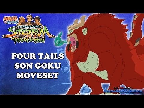 Four Tails Son Goku COMPLETE Moveset - Naruto Shippuden Ultimate Ninja Storm Revolution