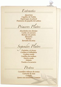 Menú de restaurantes en inglés