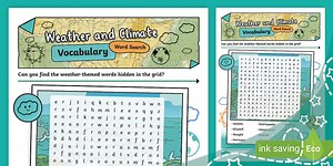 Weather and Climate Vocabulary Word Search (Ages 5 - 7)