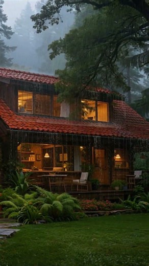 Heavy Rain Falling on a Quiet Cabin Garden Best Sounds for Sleeping #rain
