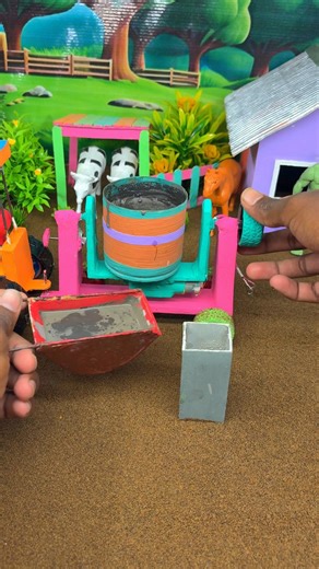 Mini Cement Mixer Machine | DIY Concrete Making for Mini Bricks#shorts#youtubeshorts