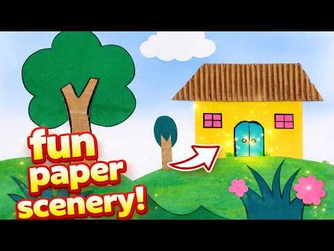 Beautiful Village Scenery Using Paper And Simple Shapes