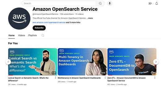 Elevate your search and analytics skills with the new Amazon OpenSearch Service YouTube channel | Amazon Web Services