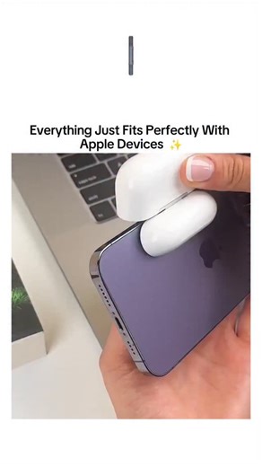 Explore World on Instagram: "The post showcases a 15-second video of AirPods snapping into an iPhone's charging port and multiple iPhones/iPad stacking flush on a MacBook, emphasizing Apple's uniform design for effortless integration across devices. Released January 25, 2026, by Indonesian user @sasmayaku , it exploded to 3.5 million views and 2,679 likes in under 24 hours, tapping into widespread appreciation for Apple's ecosystem cohesion. Replies blend enthusiasm with nitpicks, such as MacBoo