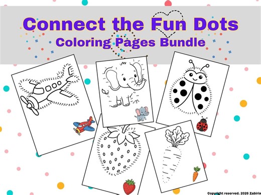 Connect the Dots Activity Book | Animals & Objects (printable PDF) - Etsy