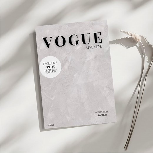 Personalized Vogue Magazine Template White – Custom Magazine Cover | Digital Birthday Gift | Editable Canva Template | Instant Download - Etsy