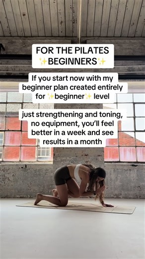 My most popular plan, the 4 week beginner program is 3 classes a week all under 30 mins. Consistency without overwhelm! Start now in my virtual studio #pilates #pilatestiktok #beginnerpilates #pilatesbeginner