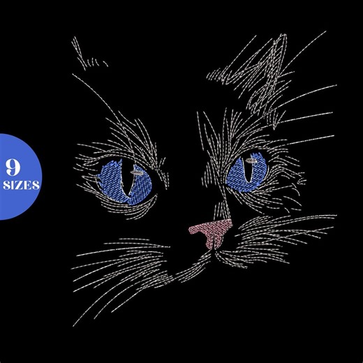 Cat Face Embroidery Design: 9 Sizes (digital Download) - Etsy