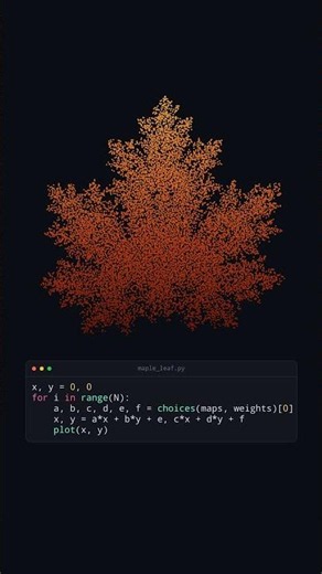 This Python loop draws a maple leaf