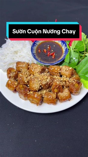 Sườn Cuộn Nướng Chay Giòn Thơm, Thấm Sốt Củ Sắn Khoai