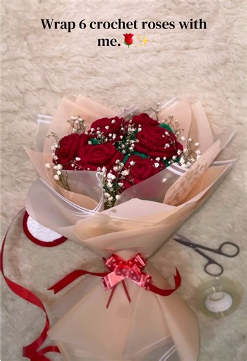Wrap 6 Beautiful Crochet Roses Together