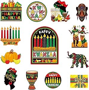 25 Pieces Kwanzaa Hanging Decorations Happy Kwanzaa Wall Decorations Kwanzaa Bulletin Board Decorations Set for Happy Kwanzaa African American Party Office Classroom Ornaments