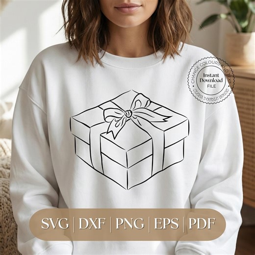 Gift Box Clipart SVG, Present Package Vector, Birthday Outline PNG (digital Download) - Etsy