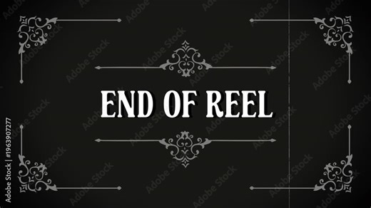 Classic Cinema Ending Title Card with Retro Film Grain Effect