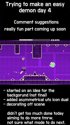 day 4 of trying to make an easy demon #leveldesign #gdmeme #geometrydash #gdupdate #gd #gaming #fun