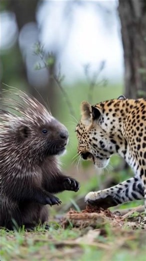 leopard vs porcupine | Real Jungle Fight 😱 Porcupine