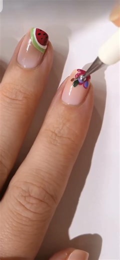 fruit nails at home🥭✨💙🍒🫒#nailartdesigns#nails#youtubeshorts#trending#viral#love#diy#art#acrylicnails