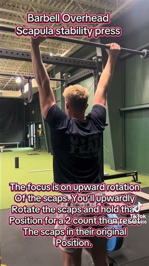 Barbell overhead scapula stability press