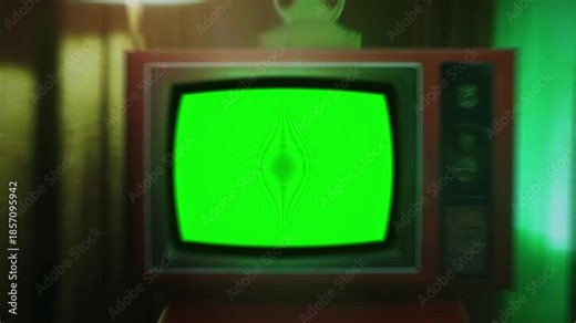 Retro tv loop transition on green screen background